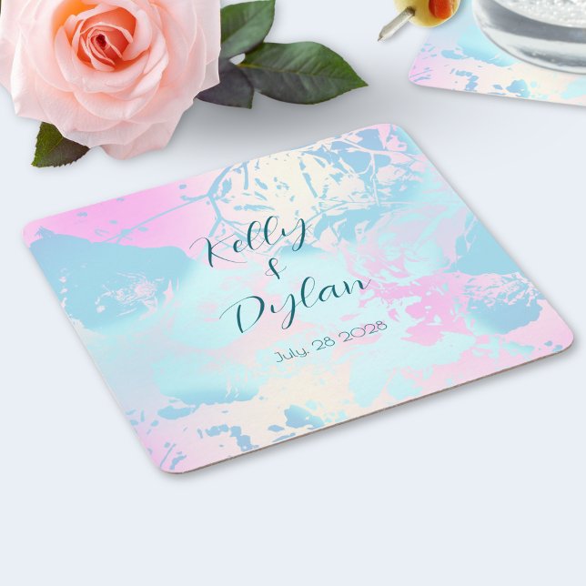 Posavasos Cuadrado De Papel Modern Abstract Pastel Wedding Paper Coaster (Subido por el creador)