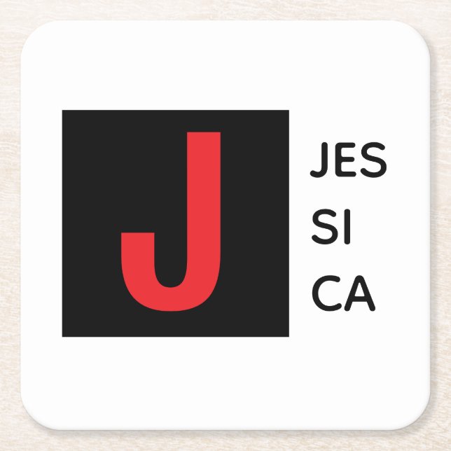 Posavasos Cuadrado De Papel Modern Elegant Plain Professional Name Monogram (Anverso)