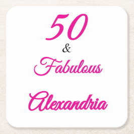 Posavasos Cuadrado De Papel Modern Fifty &Fabulous Bold 50th Birthday