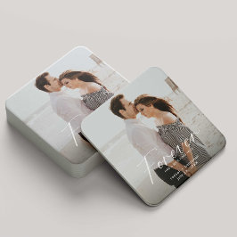 Posavasos Cuadrado De Papel Modern Forever tiene un bonito anillo de foto comp