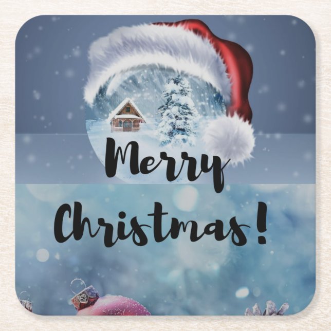 Posavasos Cuadrado De Papel Modern funny cute Christmas reindeer      (Anverso)