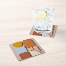 Modern Geometric Abstract Coaster Warm Tones
