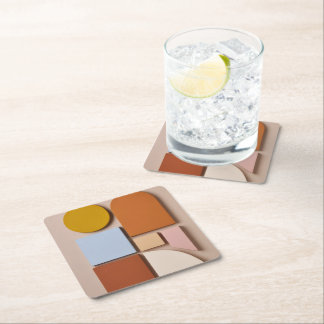 Posavasos Cuadrado De Papel Modern Geometric Abstract Coaster Warm Tones