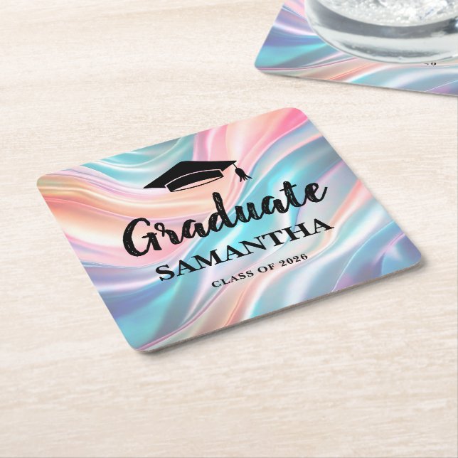 Posavasos Cuadrado De Papel Modern  Graduation  (En perspectiva)