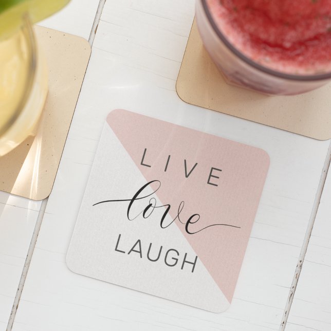 Posavasos Cuadrado De Papel Modern Live Love Laugh Positive Motivation Quote (Subido por el creador)