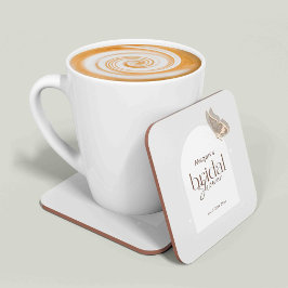 Posavasos Cuadrado De Papel Modern Minimalist Beige Butterfly Bridal Shower