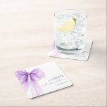 Posavasos Cuadrado De Papel Moderna ducha de novia morada<br><div class="desc">Añada un toque de elegancia a su celebración con una moderna escoria de papel cuadrado de ducha con flores púrpura. Con un diseño de moda morada y blanco con un elegante acento de proa, esta montaña es perfecta para proteger las superficies mientras realza la decoración de la ducha de novia...</div>