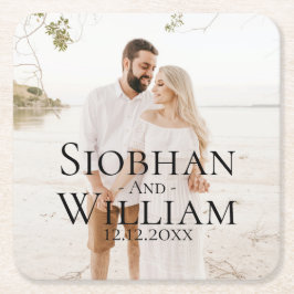 Posavasos Cuadrado De Papel Moderna Guardar La Foto Personalizada De La Fecha