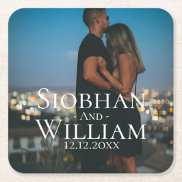 Posavasos Cuadrado De Papel Moderna Guardar La Foto Personalizada De La Fecha