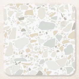 Posavasos Cuadrado De Papel Moderna y sencilla mosaico blanco Terrazzo
