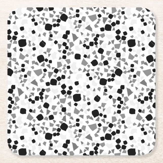 Posavasos Cuadrado De Papel Moderna y simple Terrazzo blanco Tile negro (Anverso)
