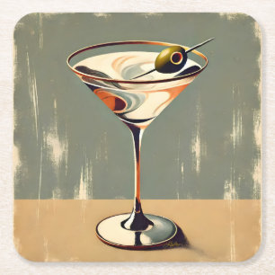Posavasos Cuadrado De Papel Modernismo de mediados de siglo Pintura de Martini