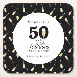 Posavasos Cuadrado De Papel Moderno 50 personalizado y fabuloso cumpleaños