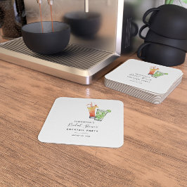 Posavasos Cuadrado De Papel Moderno acuarela Bridal Shower Cocktail Fiesta