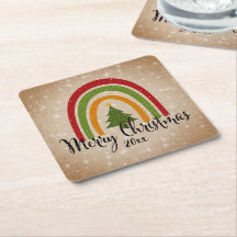 Moderno árbol de Navidad arcoiris 20xx Añadir año