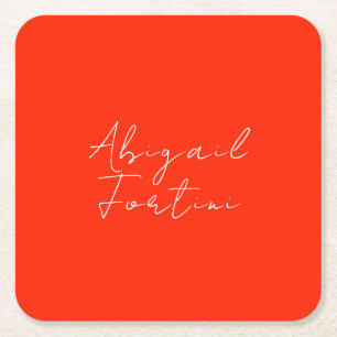 Posavasos Cuadrado De Papel Moderno blanco rojo minimalista