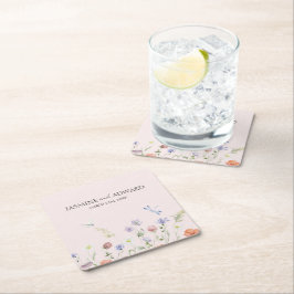 Posavasos Cuadrado De Papel Moderno Boda floral de flores silvestres simple