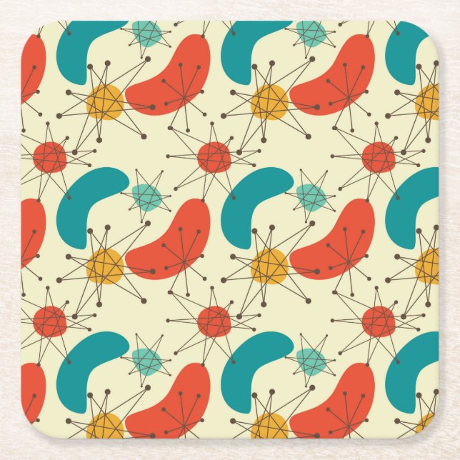 Posavasos Cuadrado De Papel Moderno de mediados de siglo Estrella diamante ató (Anverso)