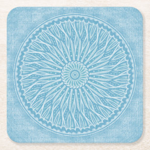 Posavasos Cuadrado De Papel Moderno diseño en blanco y azul turquesa