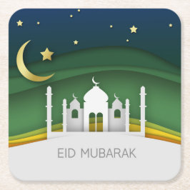 Posavasos Cuadrado De Papel Moderno Eid Mubarak Papel Cortado de Papel de la M