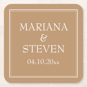 Posavasos Cuadrado De Papel Moderno Minimalista Borde Tan Beige