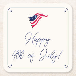 Posavasos Cuadrado De Papel Moderno Mínimo Bandera Estadounidense 4 de Julio F