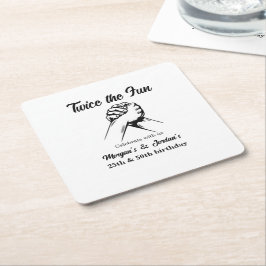 Posavasos Cuadrado De Papel Moderno Mínimo Manos Gris Junta Cumpleaños