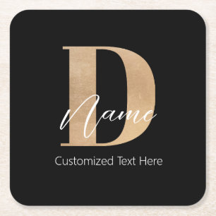 Posavasos Cuadrado De Papel Moderno Monogramado Inicial D & Name Personalizado