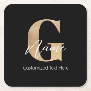 Posavasos Cuadrado De Papel Moderno Monogramado Inicial G & Name Personalizado