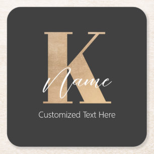 Posavasos Cuadrado De Papel Moderno Monogramado inicial K & Name personalizado