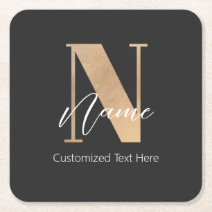 Posavasos Cuadrado De Papel Moderno Monogramado inicial N & Nombre personaliza