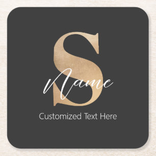 Posavasos Cuadrado De Papel Moderno Monogramado inicial S & Name personalizado