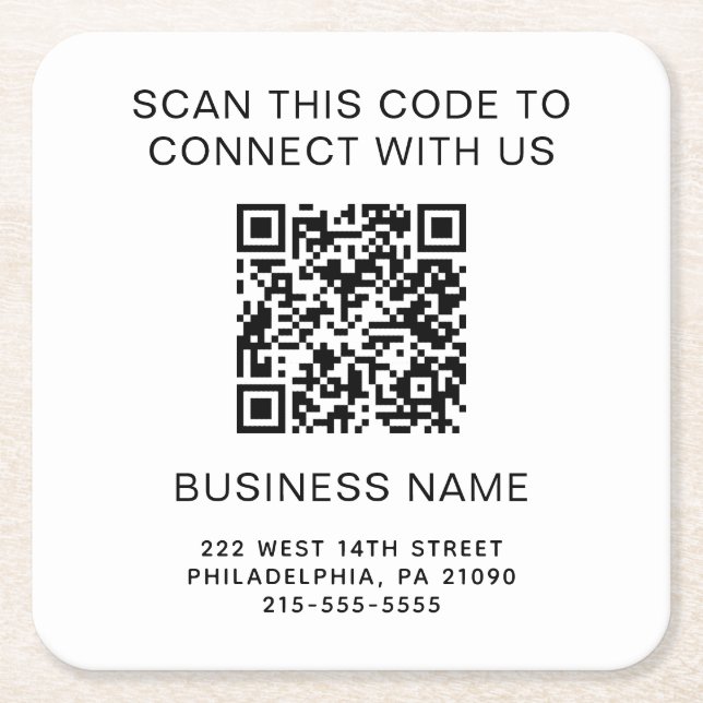 Posavasos Cuadrado De Papel Moderno QR Code Company Promotion (Anverso)