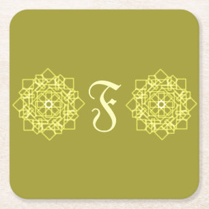 Posavasos Cuadrado De Papel Moderno Rayas de línea simple nombre de monograma