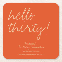 Posavasos Cuadrado De Papel Moderno y sencillo cumpleaños número 30