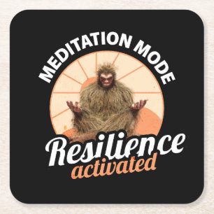 Posavasos Cuadrado De Papel Modo Meditación Bigfoot Resiliencia Activada