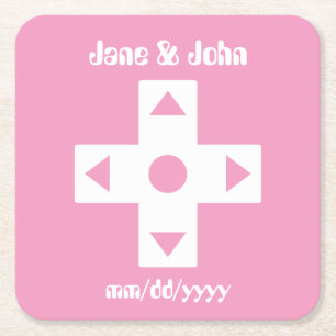 Posavasos Cuadrado De Papel Modo multijugador en Petal Pink Paper Coaster