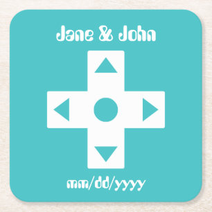 Posavasos Cuadrado De Papel Modo multijugador en Turquoise Paper Coaster