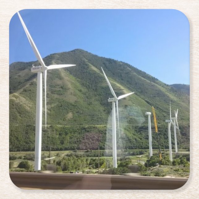 Posavasos Cuadrado De Papel Molino de viento (Anverso)