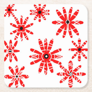 Posavasos Cuadrado De Papel Molinos de viento rojos