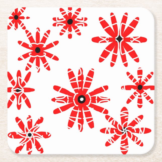 Posavasos Cuadrado De Papel Molinos de viento rojos (Anverso)