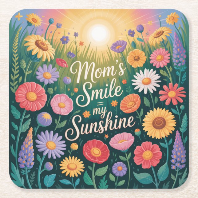 Posavasos Cuadrado De Papel Mom’s Smile = My Sunshine (Anverso)