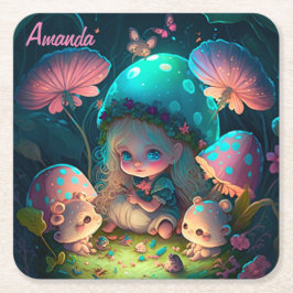 Posavasos Cuadrado De Papel Momentos del elfo mágico