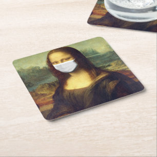 Posavasos Cuadrado De Papel Mona Lisa Via Corona Virus