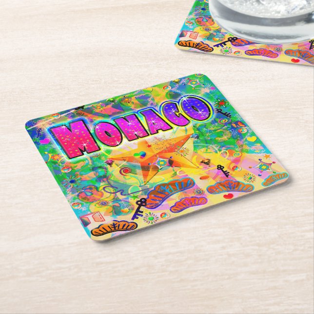 Posavasos Cuadrado De Papel Monaco Epoch Hour Coaster (En perspectiva)