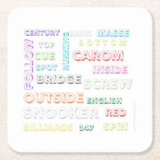 Posavasos Cuadrado De Papel Monasterio con temática de Snooker