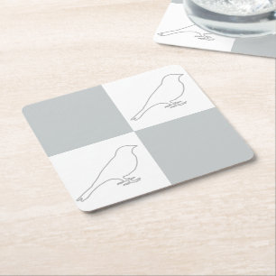 Posavasos Cuadrado De Papel Monasterio de Aves Gris y Blancas