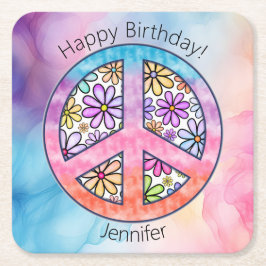 Posavasos Cuadrado De Papel Monasterio de papel hippie Groovy del partido del