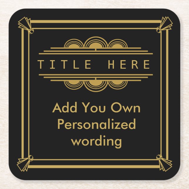 Posavasos Cuadrado De Papel Monasterio personalizado estilo Art Deco 1920 (Anverso)