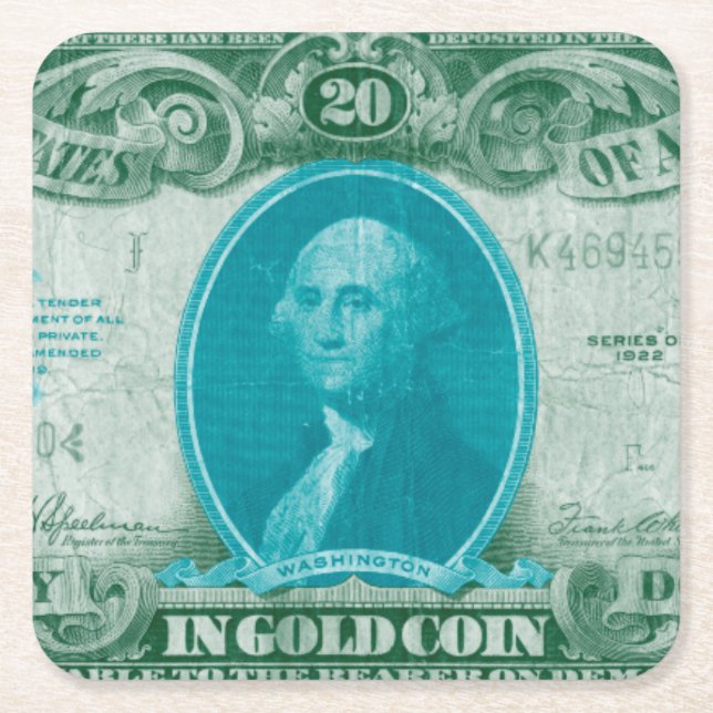 Posavasos Cuadrado De Papel Moneda moderna V (Anverso)
